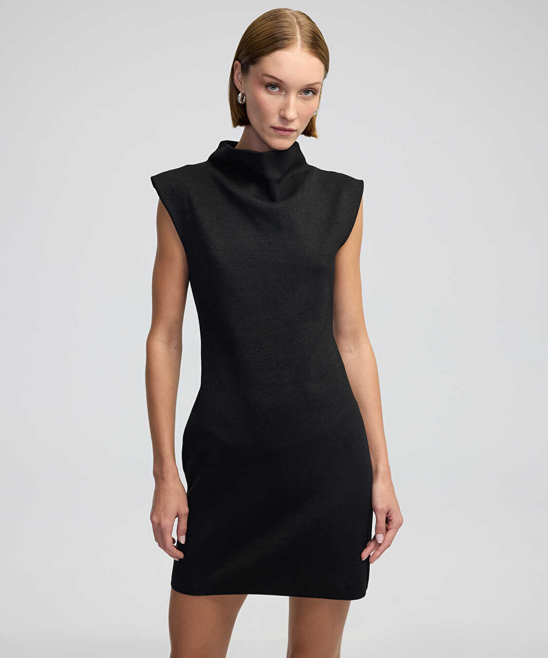 Triko mini elbise - IW6240002299001 - Siyah Elbise
