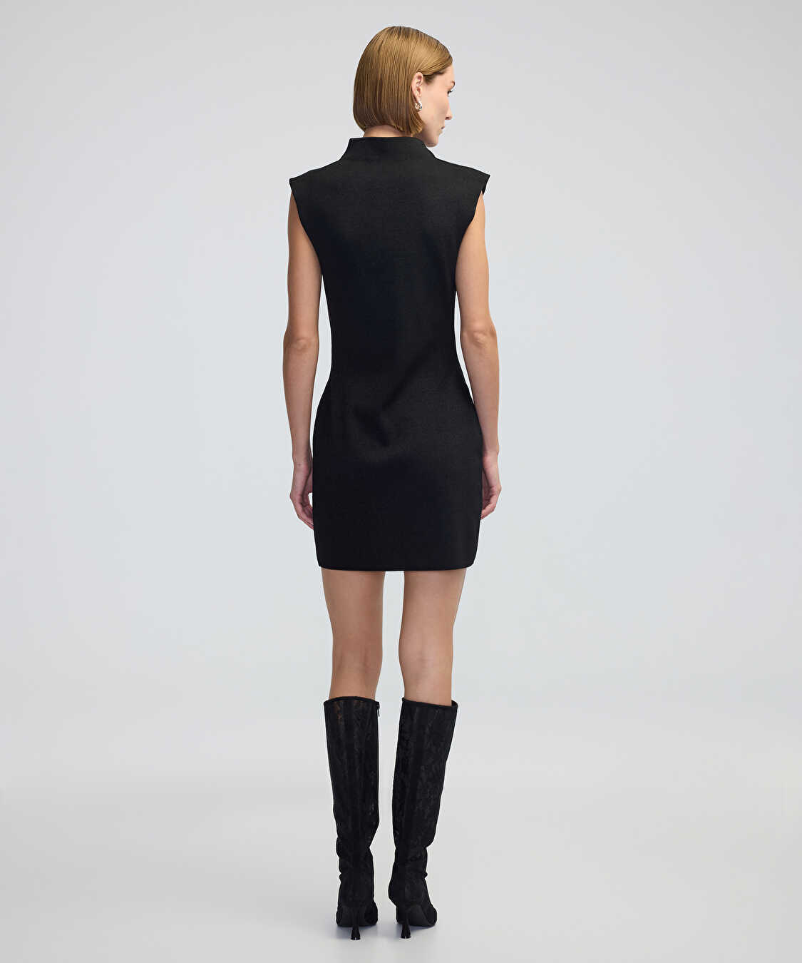 Triko mini elbise - IW6240002299001 - Siyah Elbise