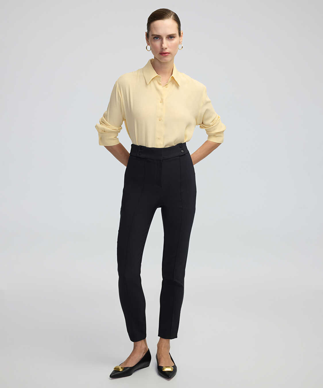 Nervür dikişli skinny fit pantolon - IW6240003179001 - Siyah Pantolon