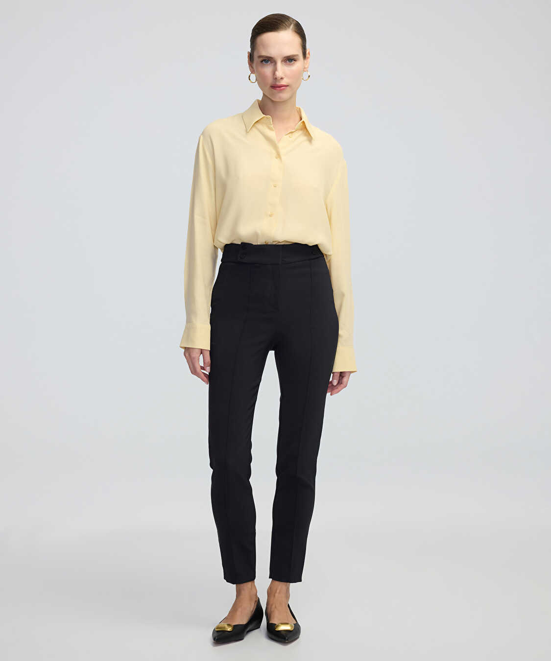 Nervür dikişli skinny fit pantolon - IW6240003179001 - Siyah Pantolon