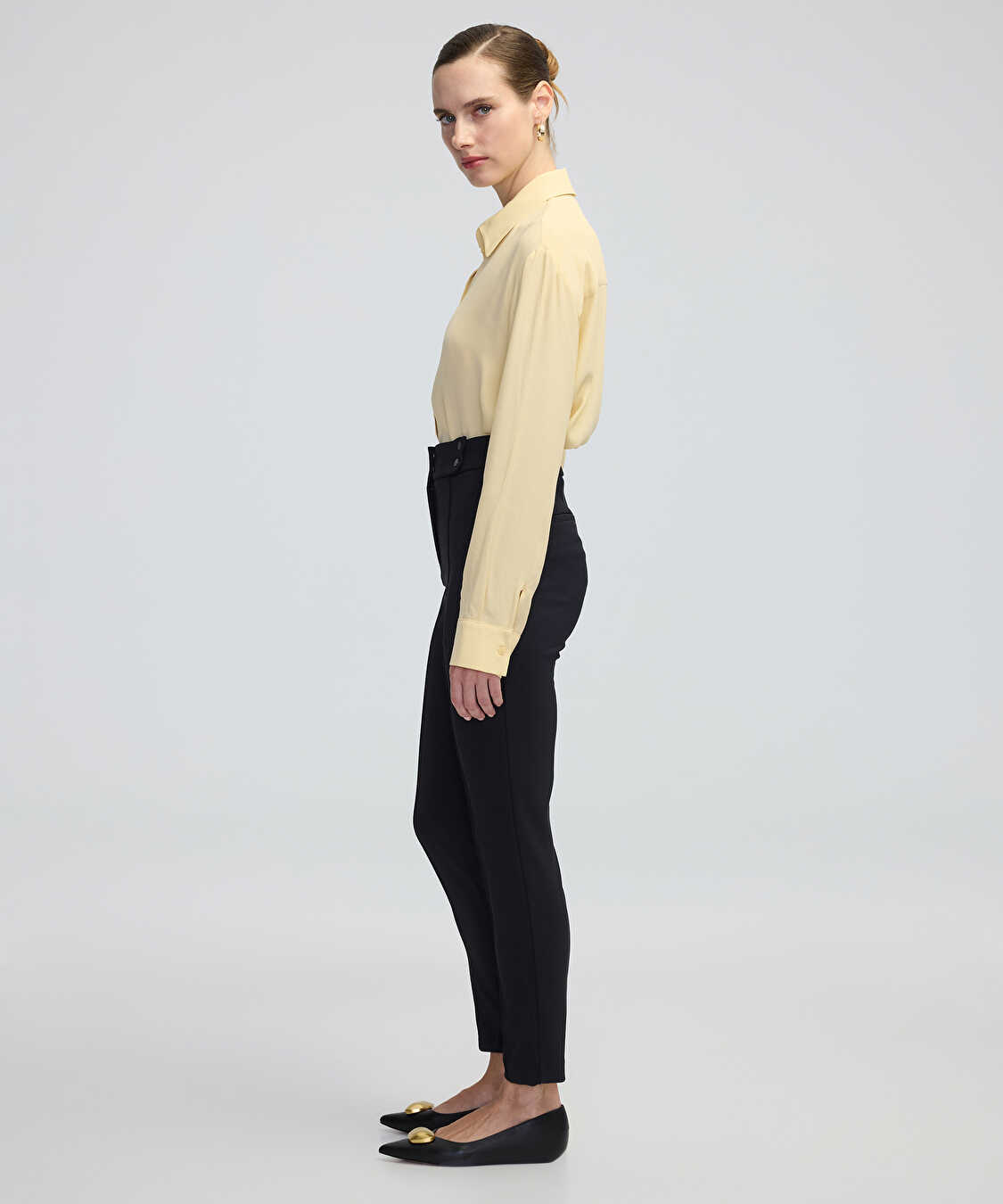 Nervür dikişli skinny fit pantolon - IW6240003179001 - Siyah Pantolon