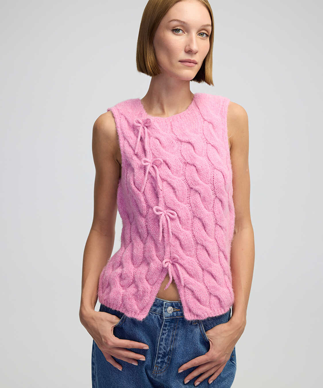 Fiyonklu süveter - IW6240050365033 - Pembe Triko