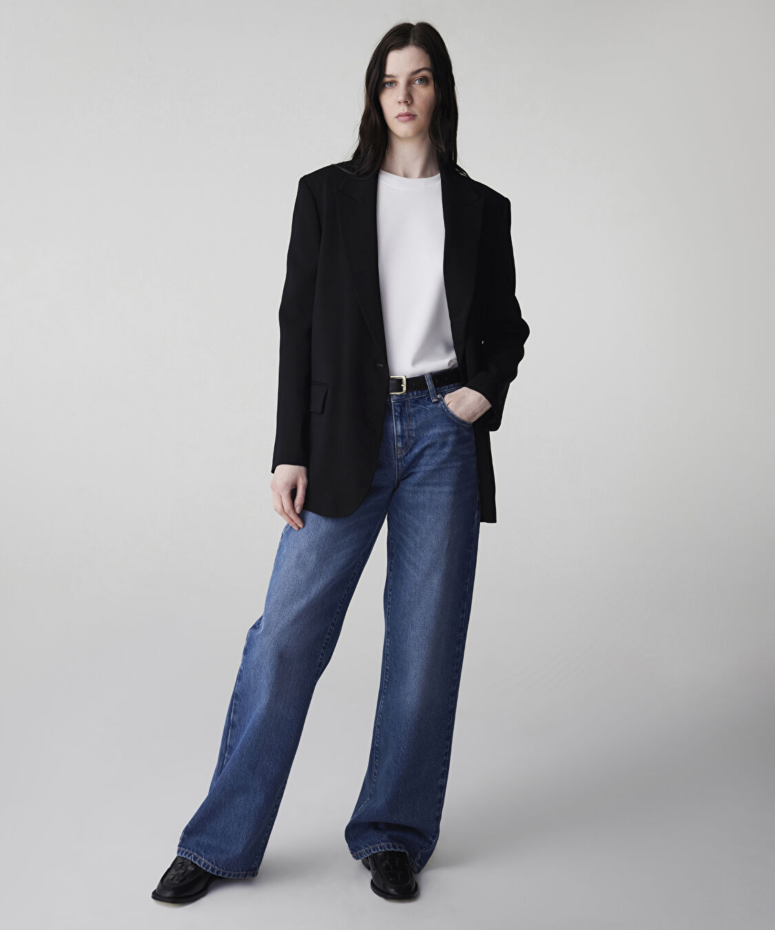Vatkalı uzun blazer - IW6240106086001 - Siyah Blazer