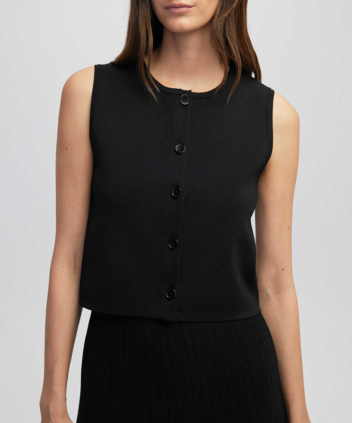 Piliseli triko elbise - IW6250002142001 - Siyah Elbise