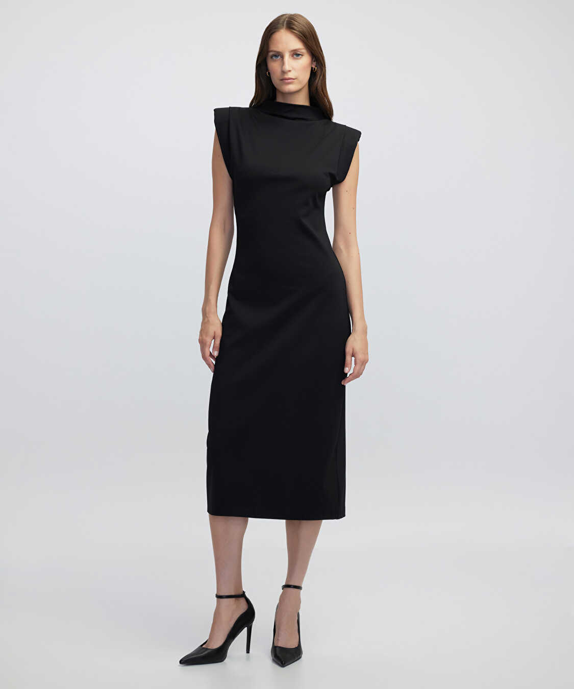Vatkalı örme elbise - IW6250002151001 - Siyah Elbise