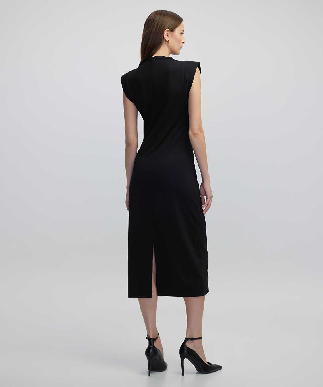 Vatkalı örme elbise - IW6250002151001 - Siyah Elbise