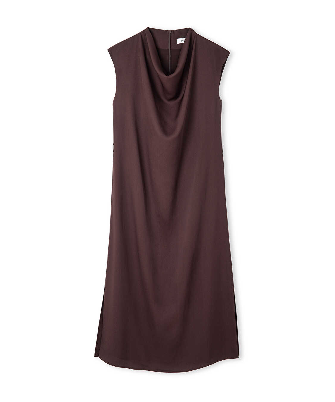 Kemerli midi elbise - IW6250002234074 - Kahverengi Elbise