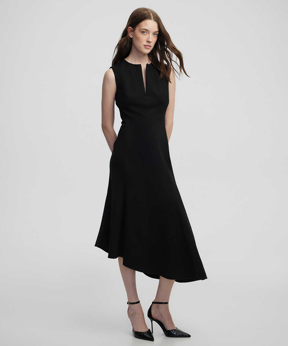 Asimetrik kesim elbise - IW6250002380001 - Siyah Elbise