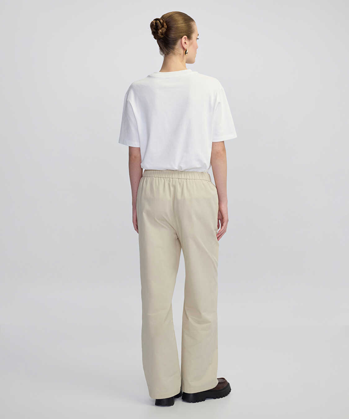 Ayarlanabilir bel wide leg fit pantolon - IW6250003055003 - Natürel Pantolon