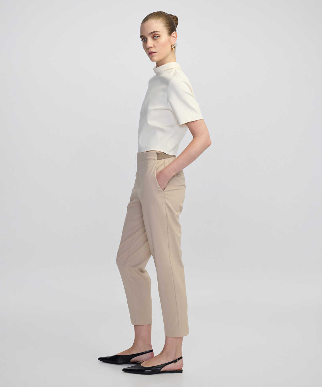 Elastik bel cepli pantolon - IW6250003063027 - Kamel Pantolon