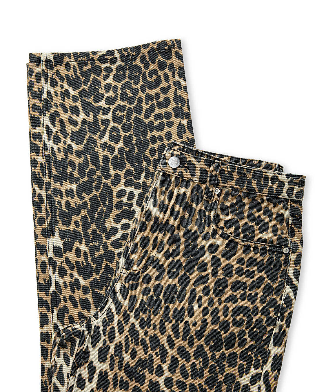 Leopar desen non denim pantolon - IW6250003077003 - Natürel Pantolon