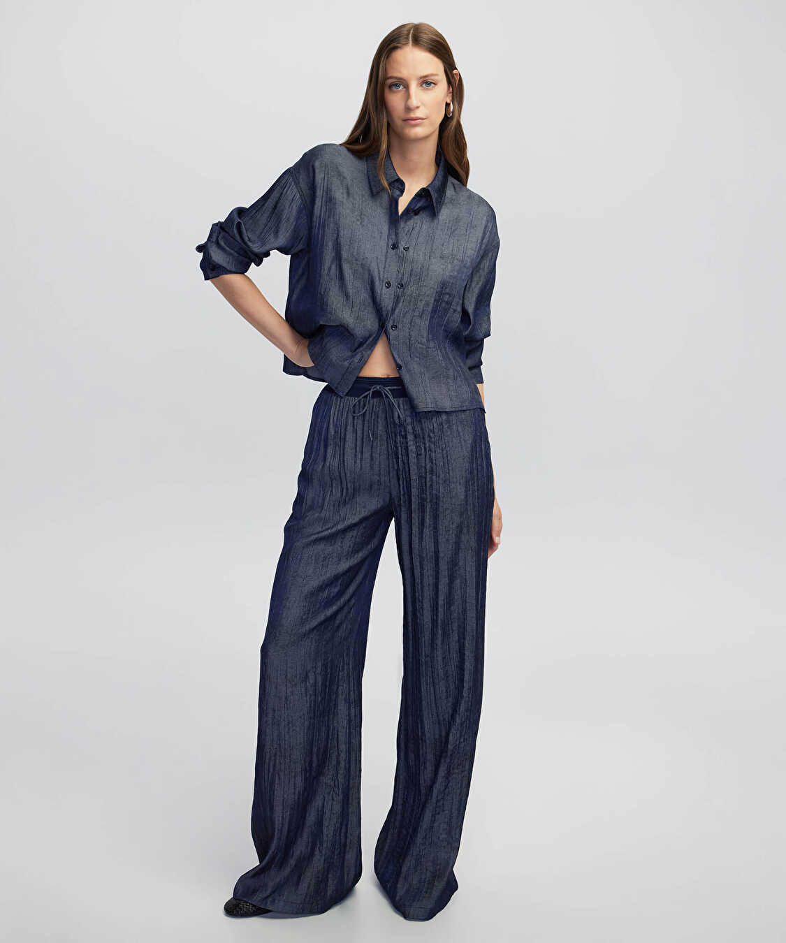Triko mix dokulu pantolon - IW6250003079629 - İndigo Pantolon