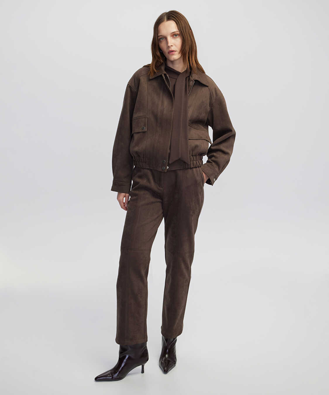 Süet görünümlü pantolon - IW6250003116074 - Kahverengi Pantolon
