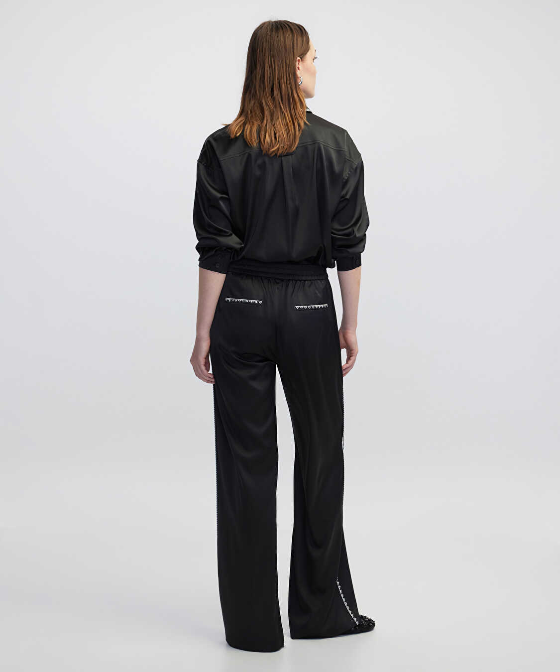 Strass taş şeritli pantolon - IW6250003136001 - Siyah Pantolon