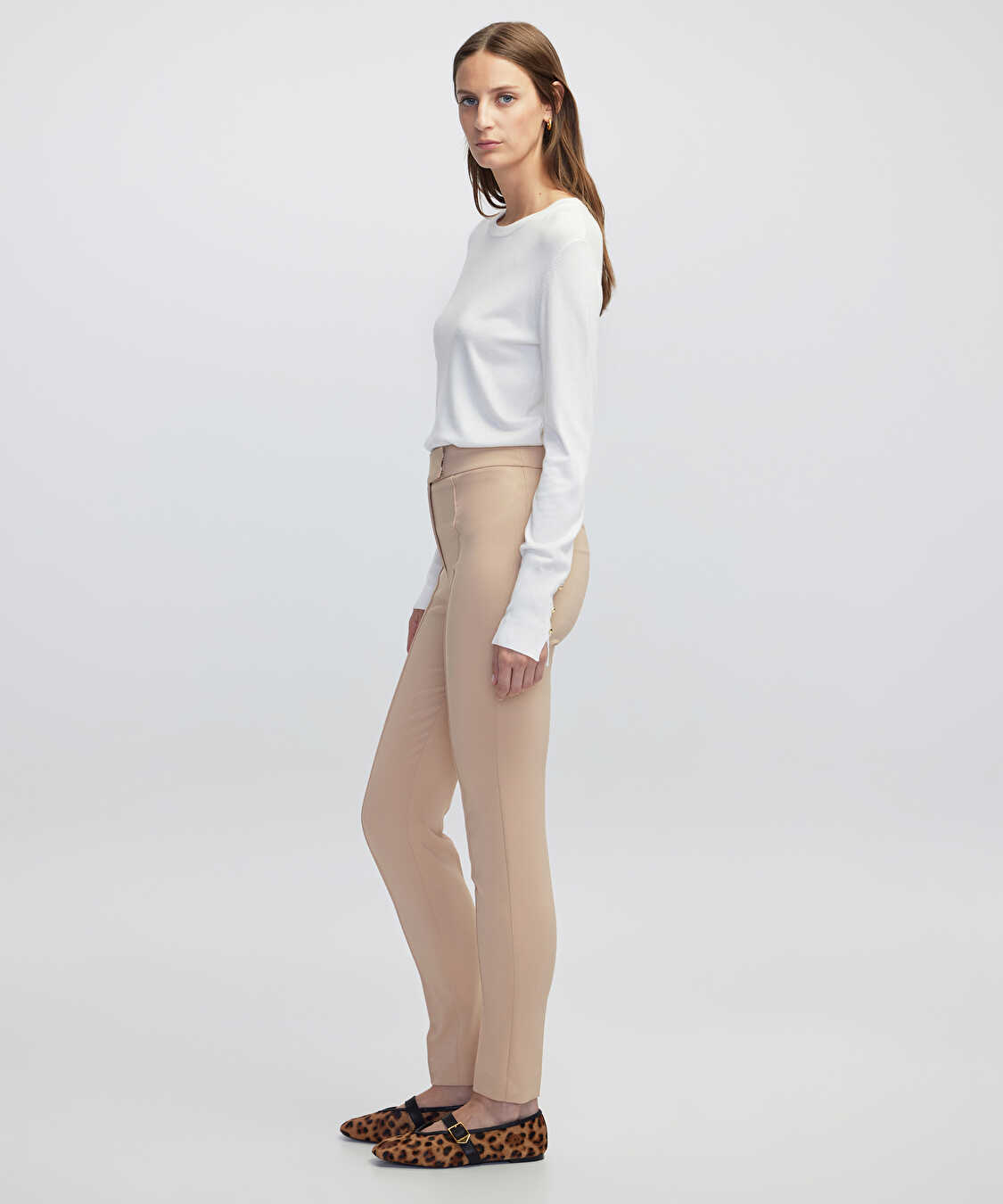 Yüksek bel skinny fit pantolon - IW6250003150003 - Natürel Pantolon