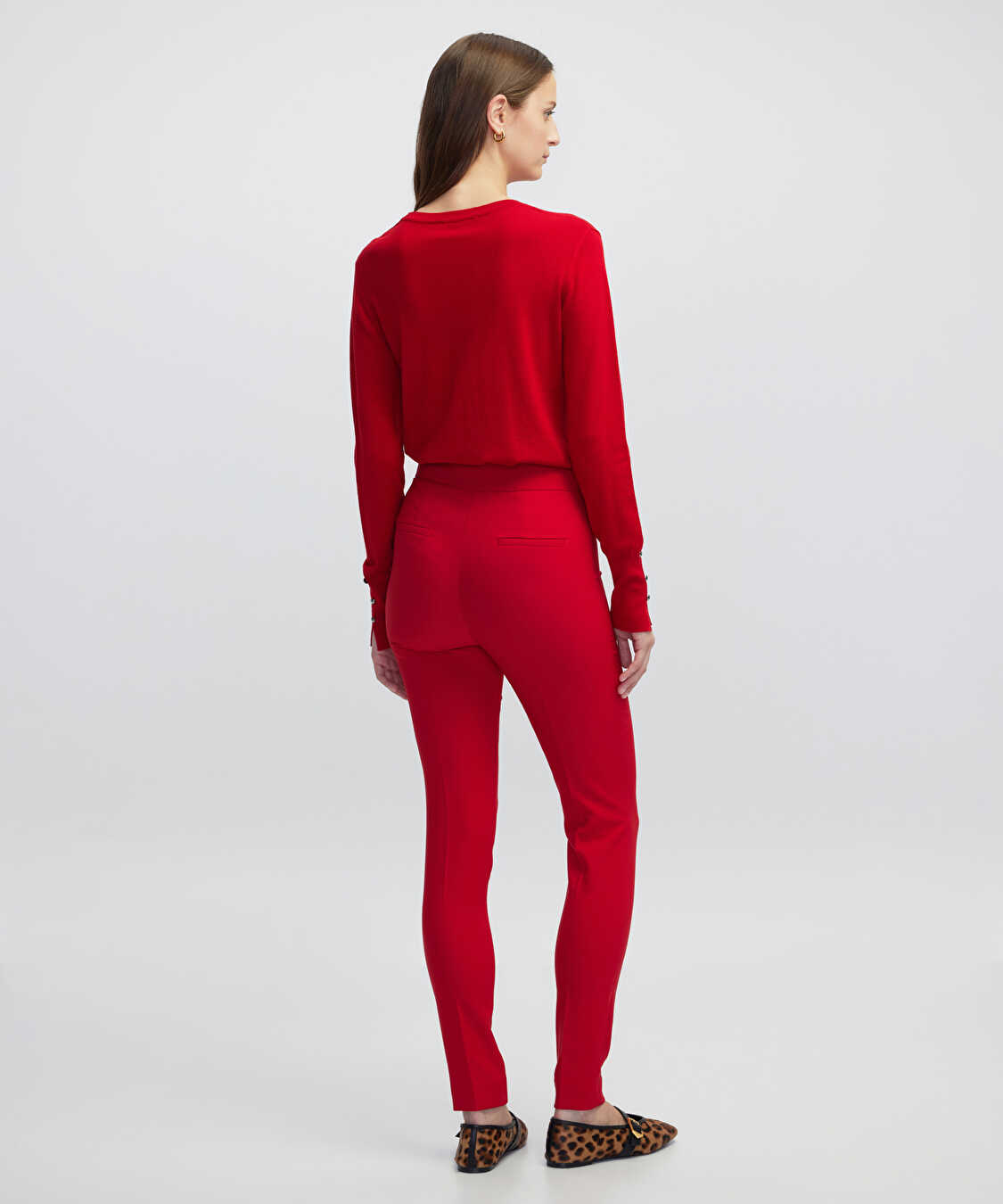 Yüksek bel skinny fit pantolon - IW6250003150034 - Kırmızı Pantolon