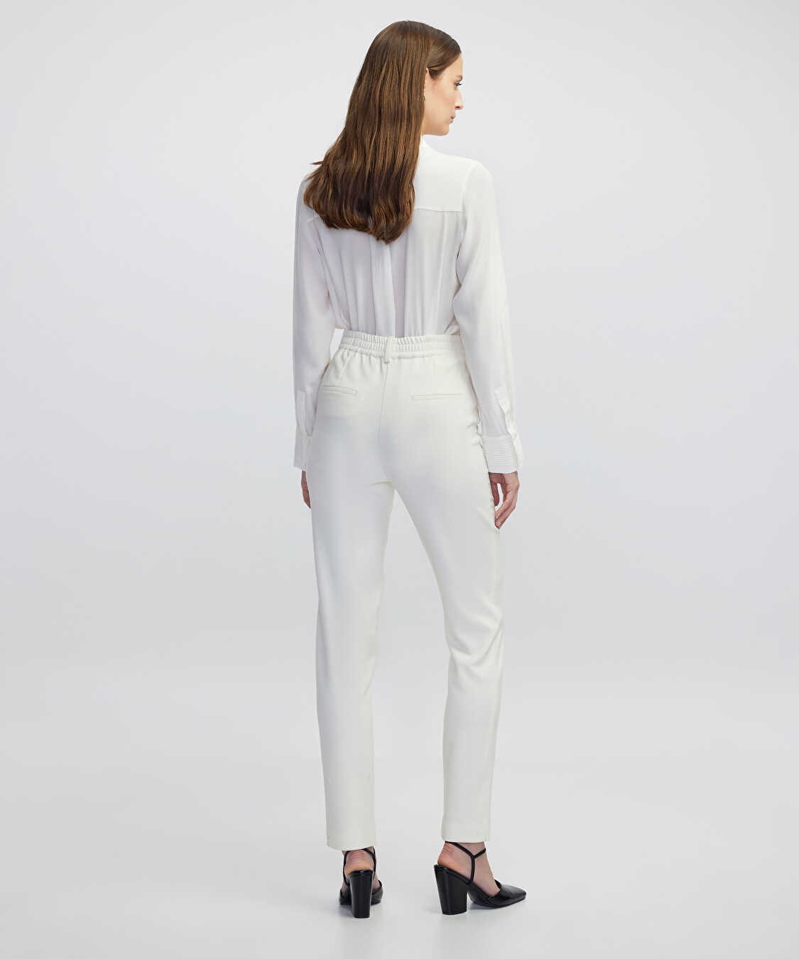 Elastik bel skinny fit pantolon - IW6250003151082 - Krem Pantolon