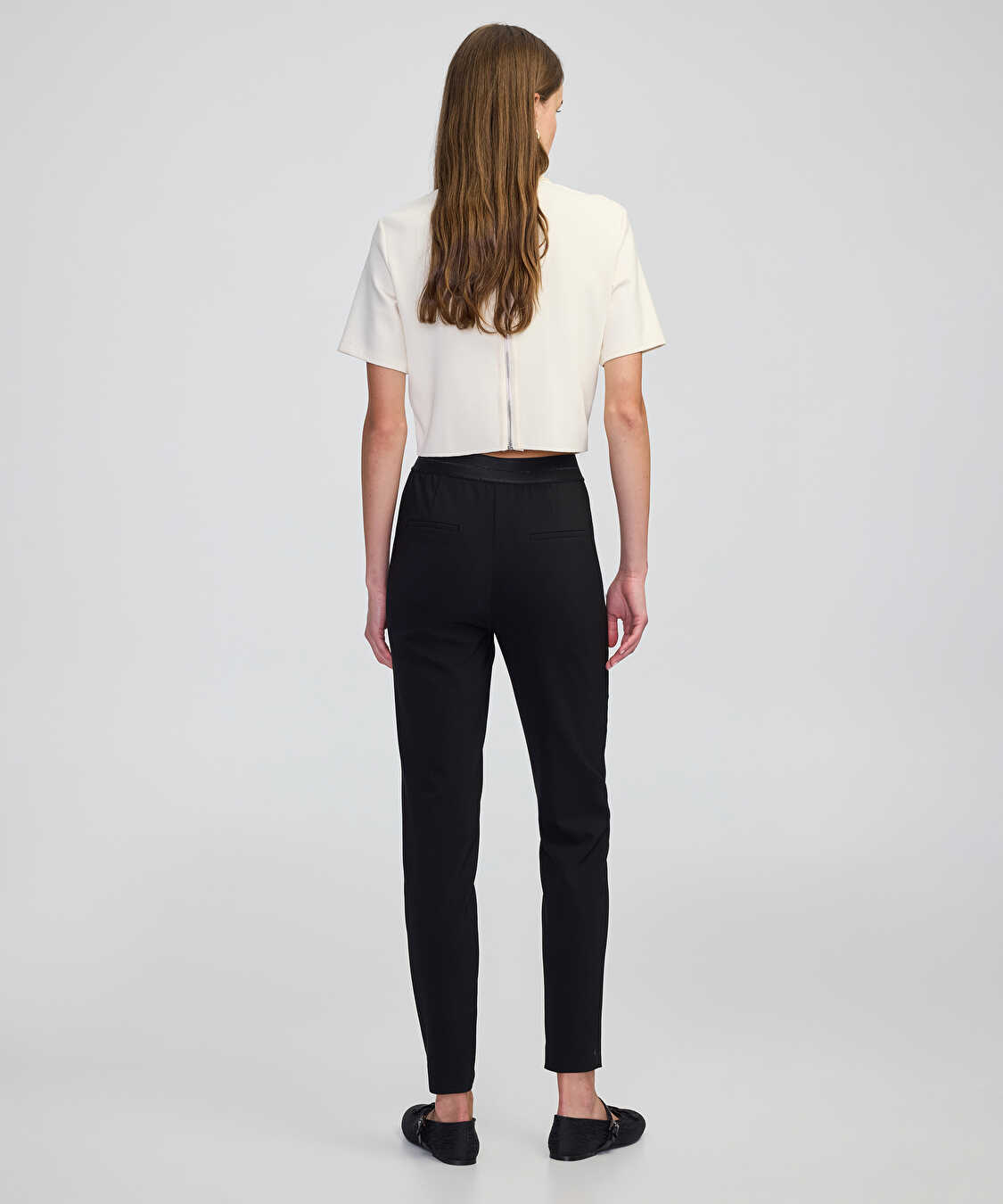 Elastik bel skinny fit pantolon - IW6250003154001 - Siyah Pantolon
