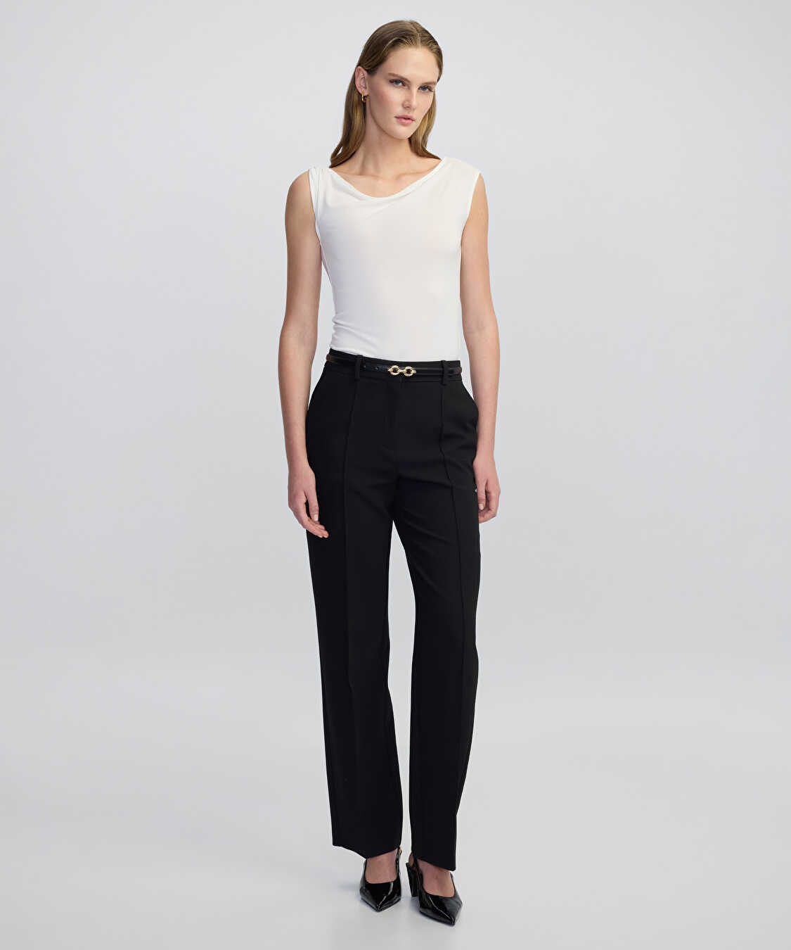 Cepli wide leg fit pantolon - IW6250003166001 - Siyah Pantolon