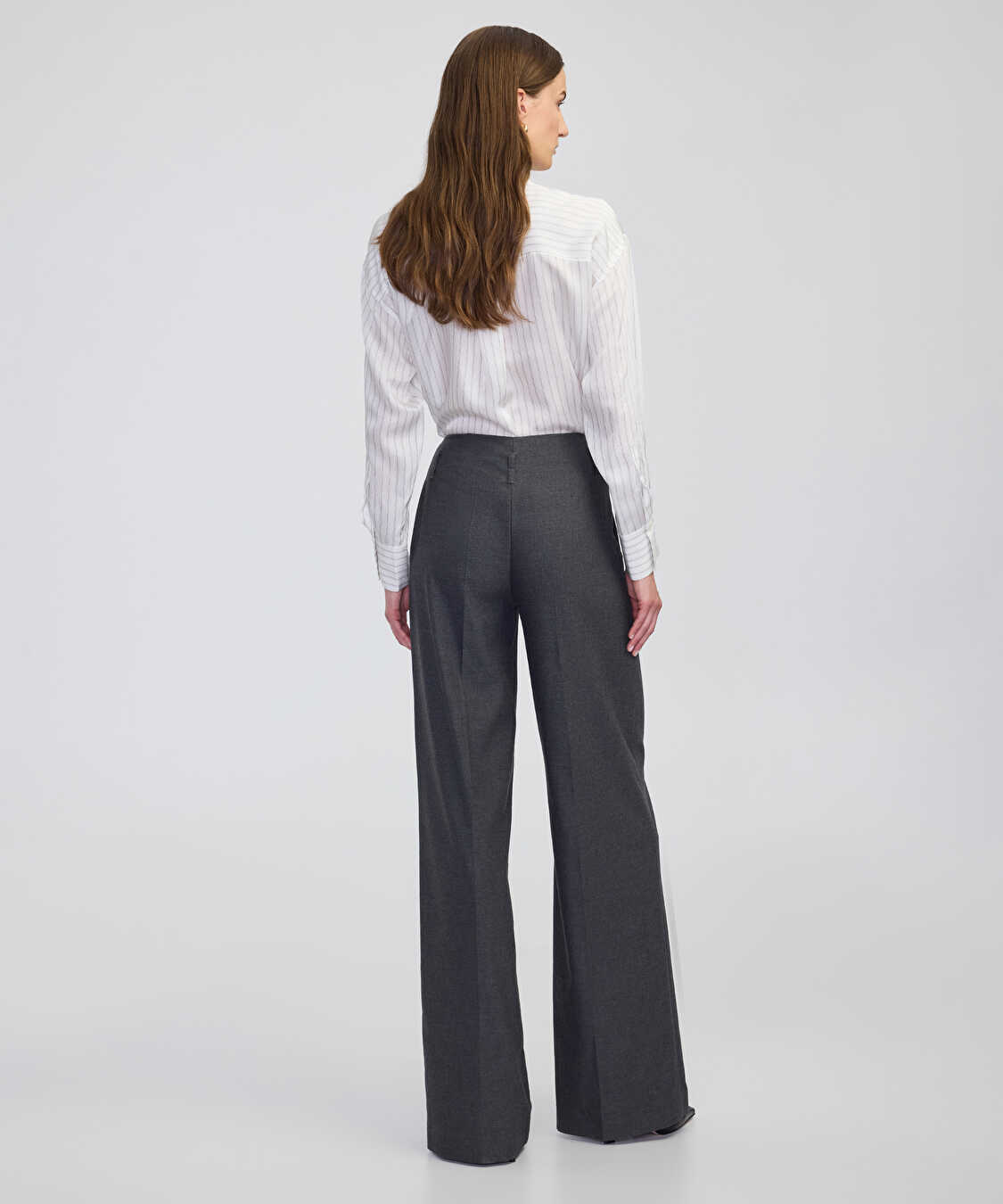 Kemerli wide leg fit pantolon - IW6250003188088 - Antrasit Pantolon