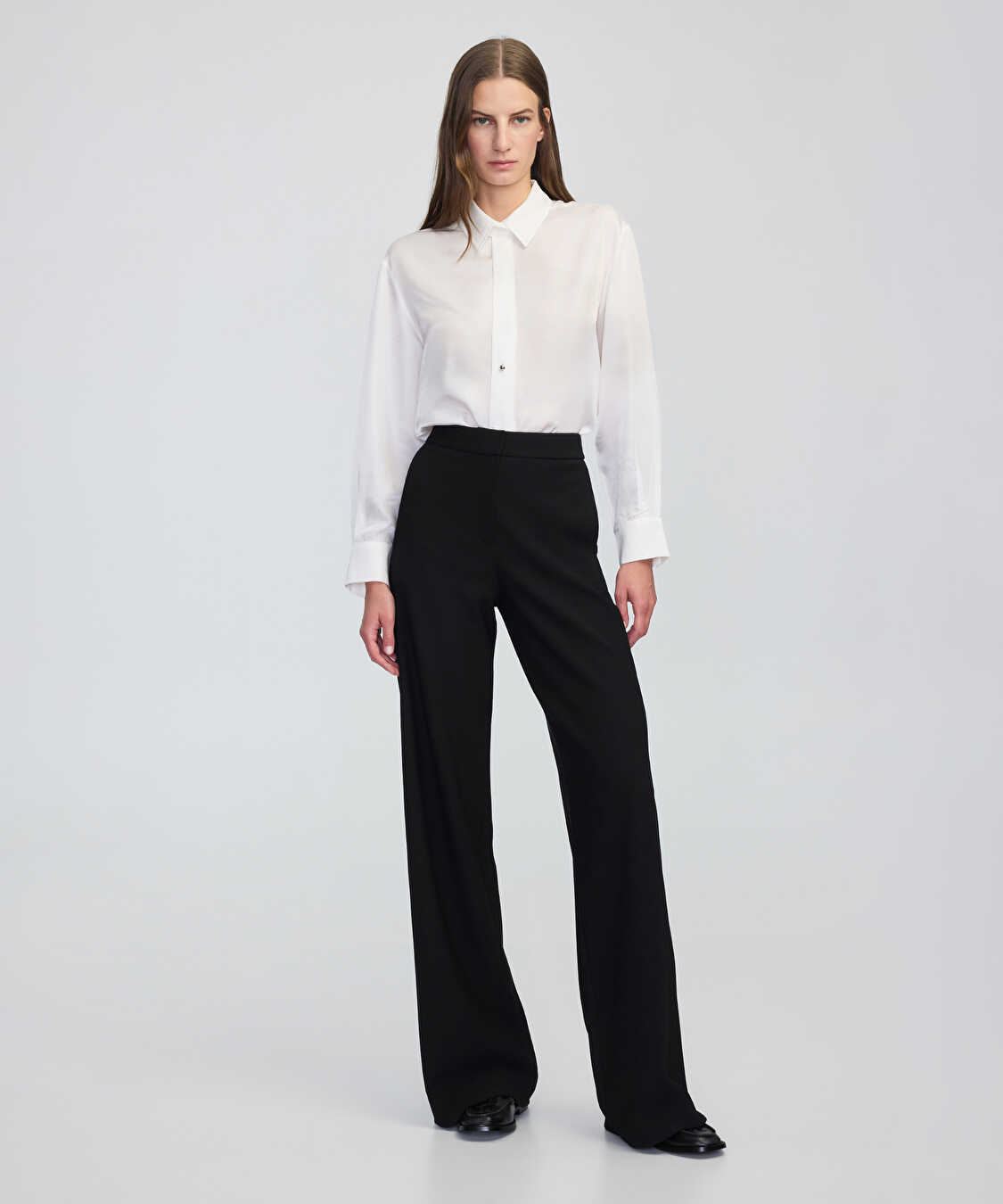 Wide leg fit aller detaylı pantolon - IW6250003198001 - Siyah Pantolon