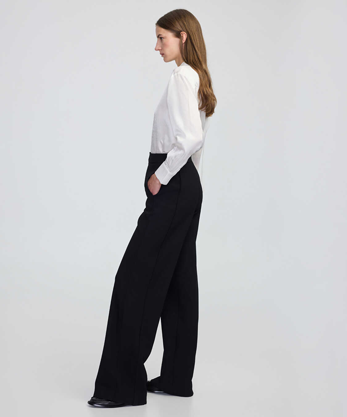 Wide leg fit aller detaylı pantolon - IW6250003198001 - Siyah Pantolon
