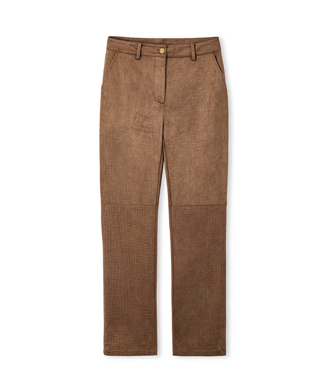 Timsah derisi görünümlü pantolon - IW6250003207021 - Taba Pantolon