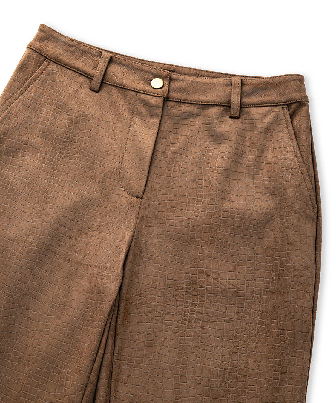 Timsah derisi görünümlü pantolon - IW6250003207021 - Taba Pantolon