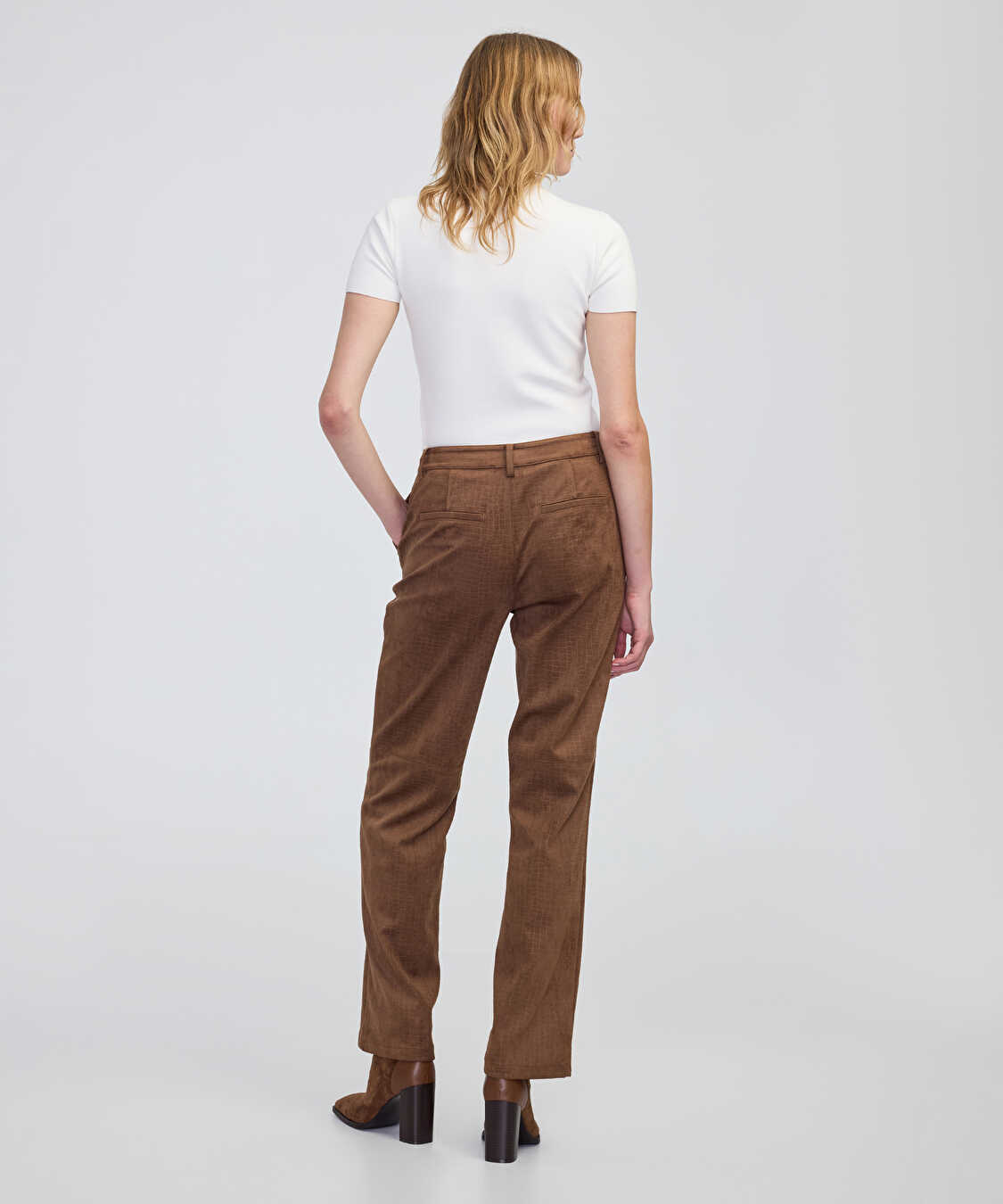 Timsah derisi görünümlü pantolon - IW6250003207021 - Taba Pantolon