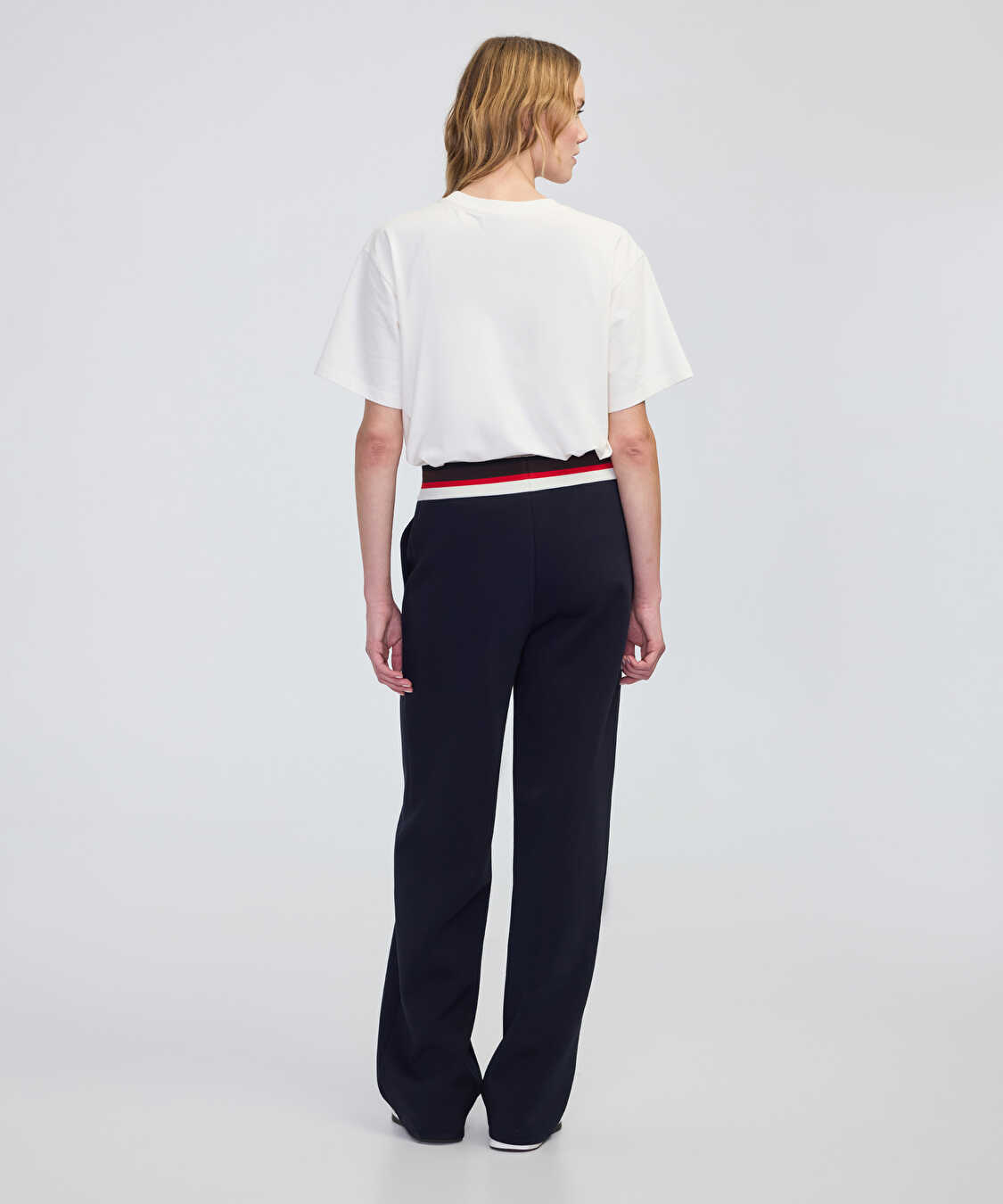 Kontrast elastik bel pantolon - IW6250003217015 - Lacivert Pantolon