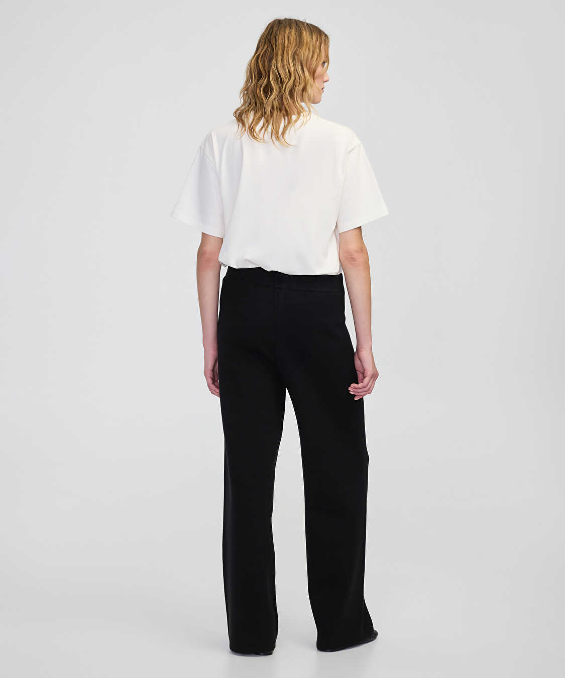 Wide leg fit triko pantolon - IW6250003219001 - Siyah Pantolon