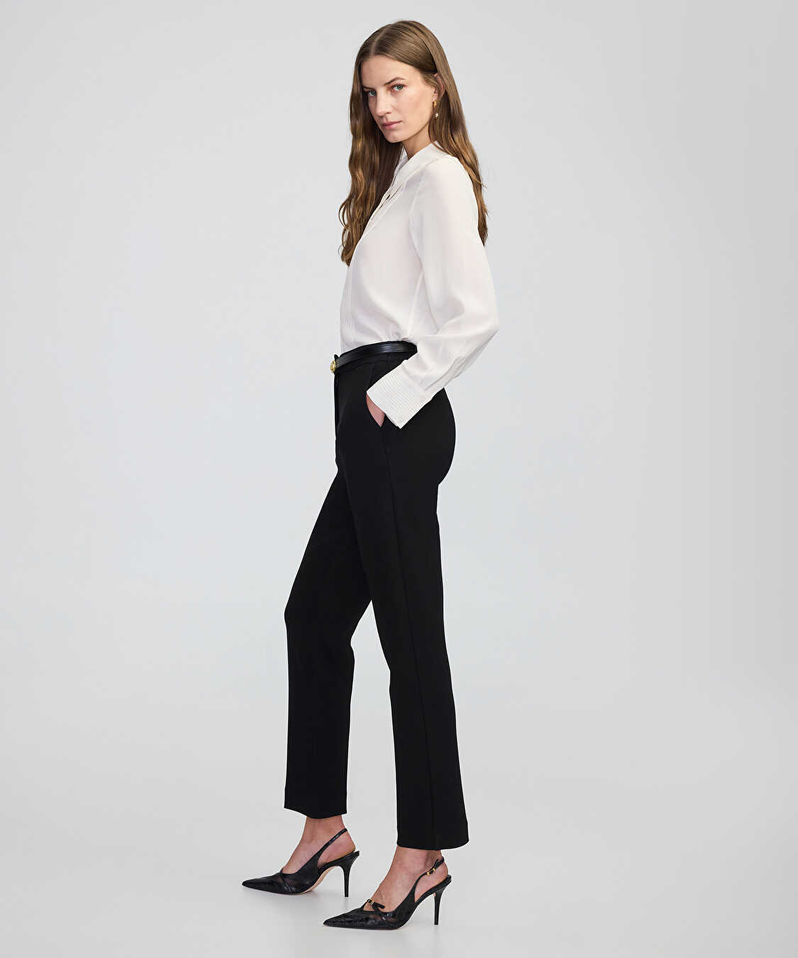 Elastik bel cigarette fit pantolon - IW6250003222001 - Siyah Pantolon