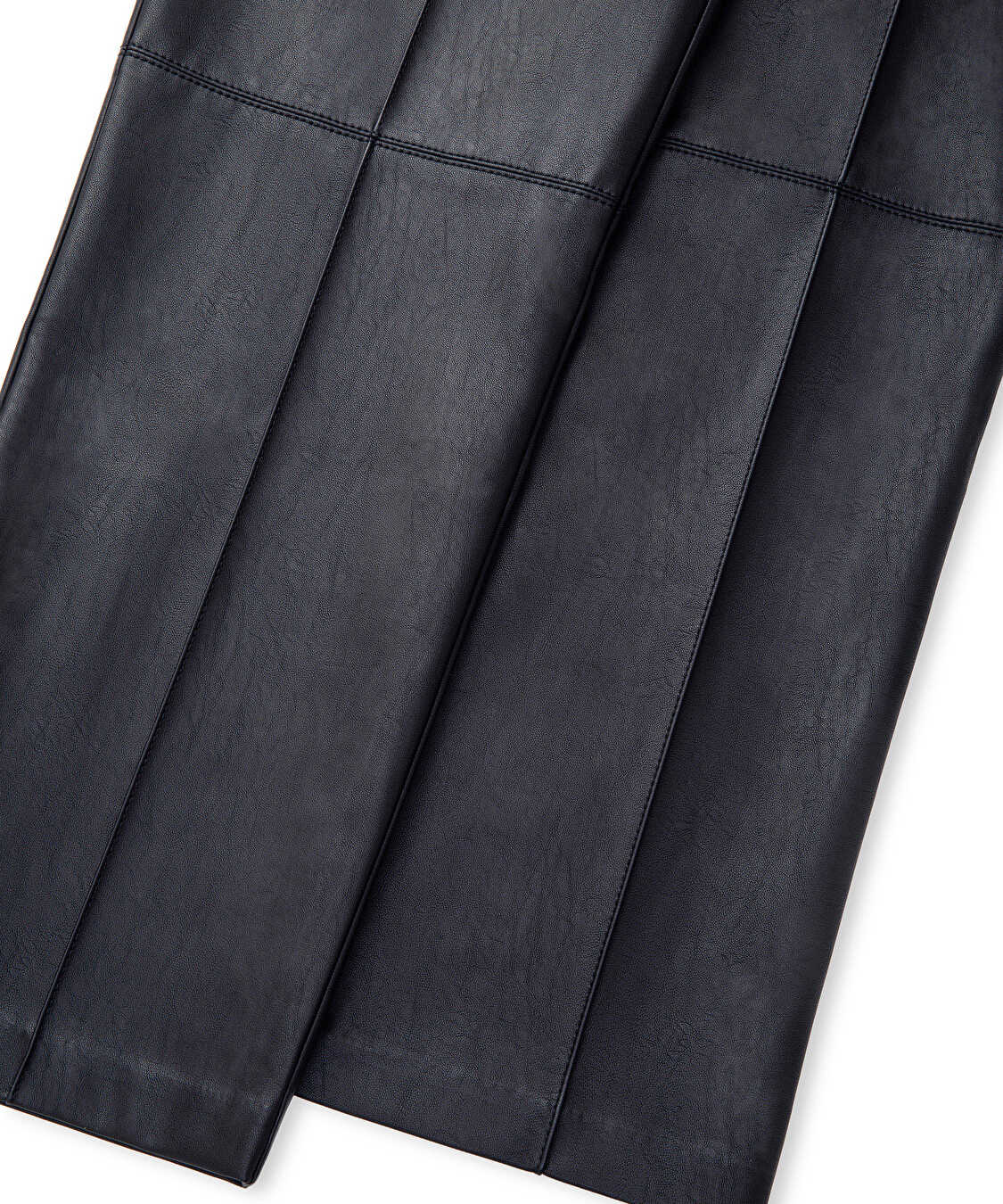 Deri görünümlü straight fit pantolon - IW6250003223001 - Siyah Pantolon