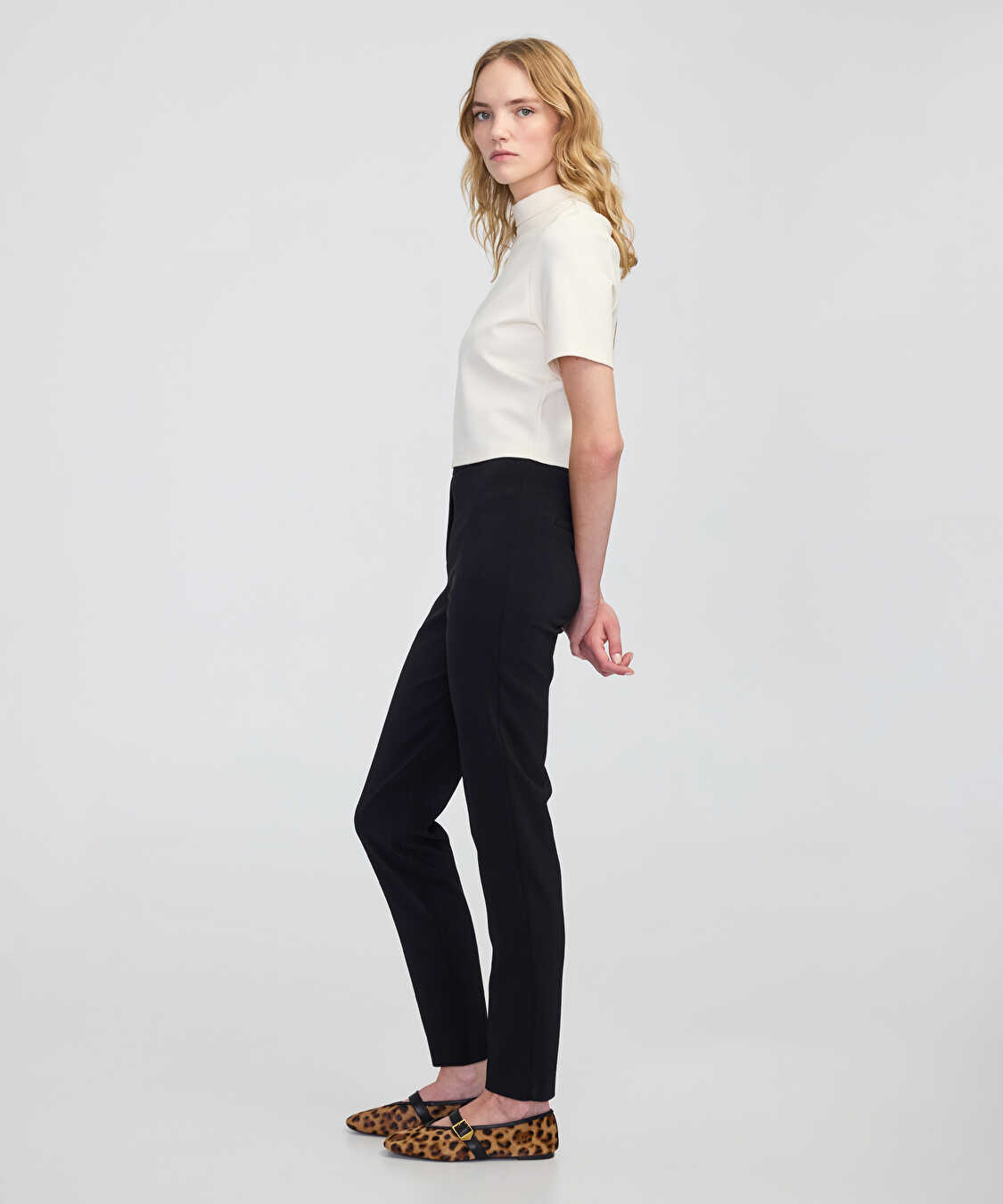 Parlak şeritli skinny fit pantolon - IW6250003227001 - Siyah Pantolon