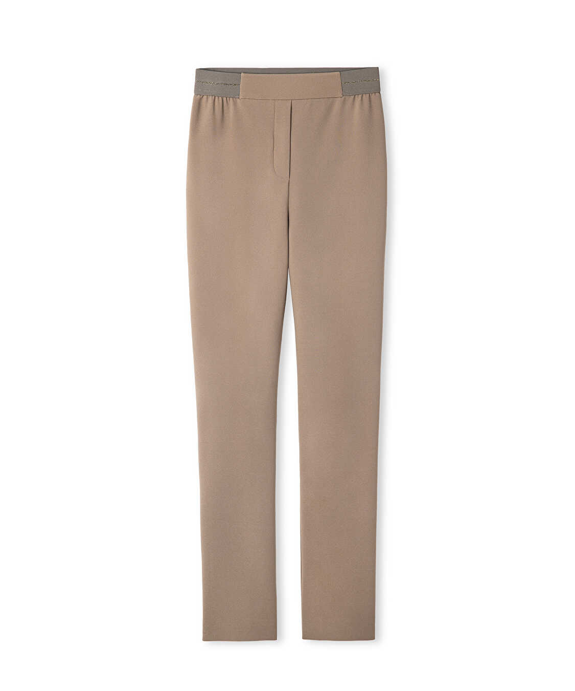 Parlak şeritli skinny fit pantolon - IW6250003227014 - Vizon Pantolon
