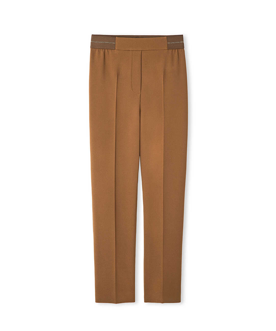 Parlak şeritli skinny fit pantolon - IW6250003227027 - Kamel Pantolon