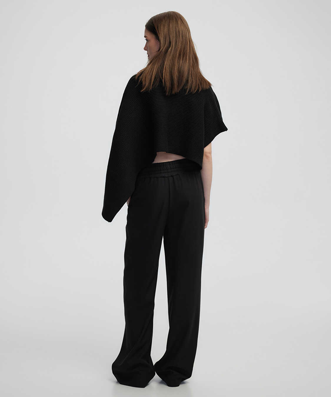 Belden bağlamalı wide leg fit pantolon - IW6250003346001 - Siyah Pantolon