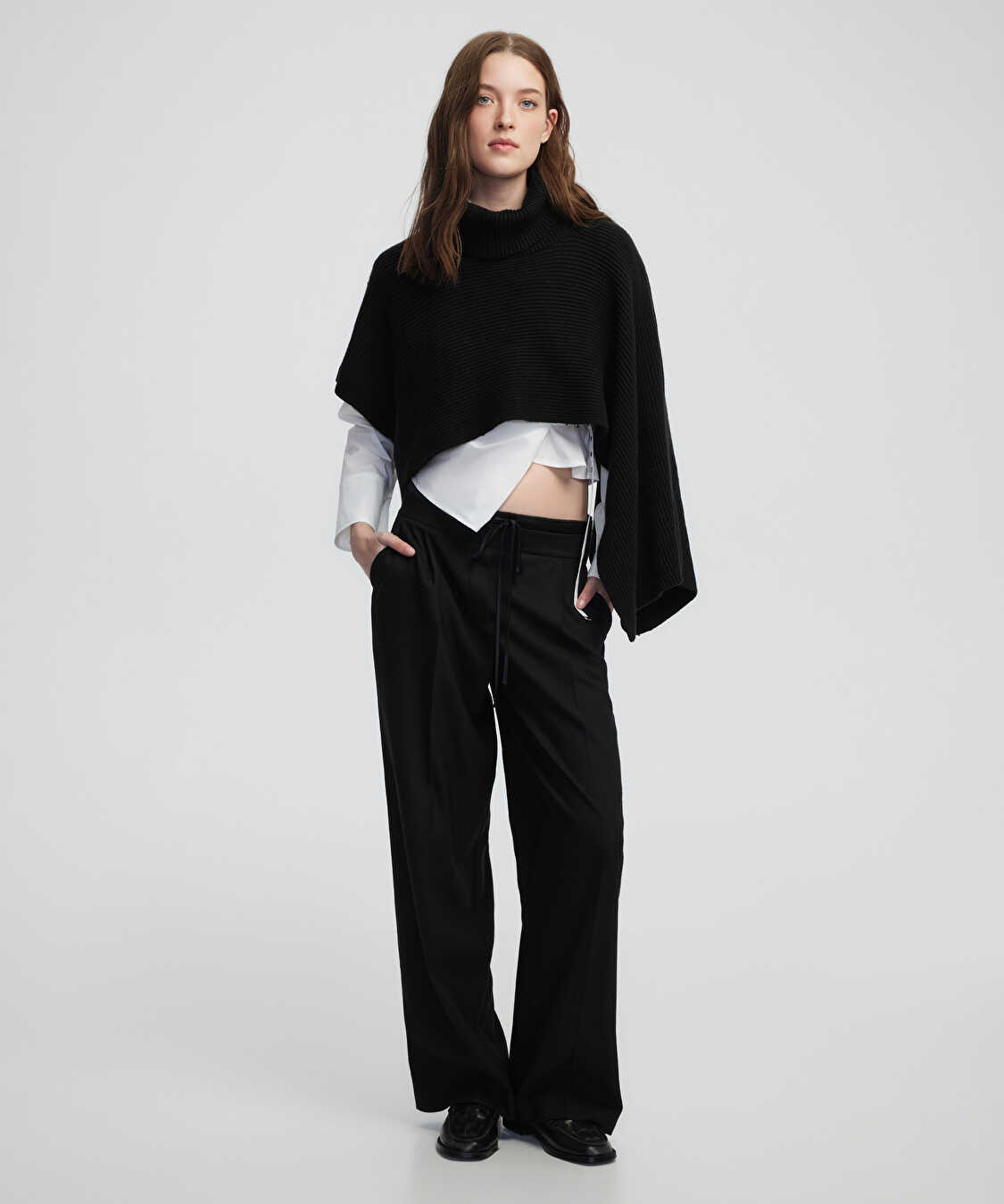 Çift kat bel pantolon - IW6250003348001 - Siyah Pantolon