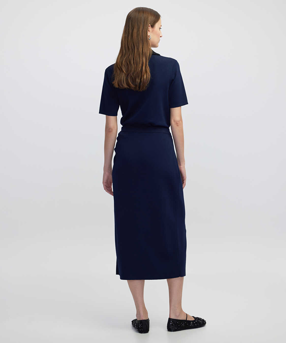Triko midi etek - IW6250004093015 - Lacivert Etek