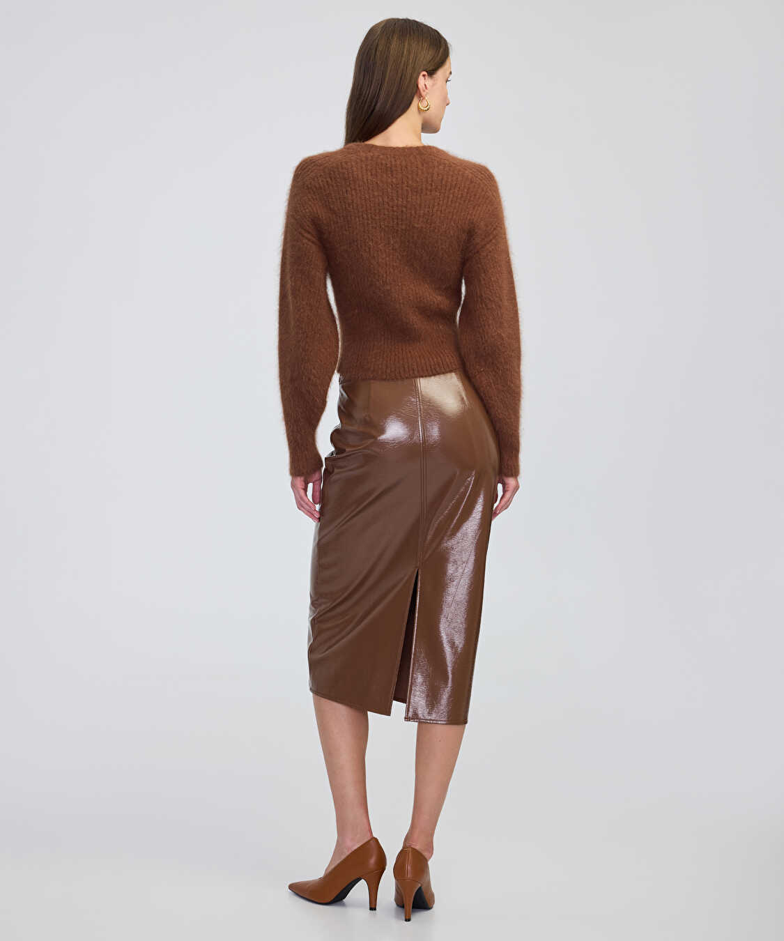 Rugan görünümlü midi etek - IW6250004144041 - Karamel Etek