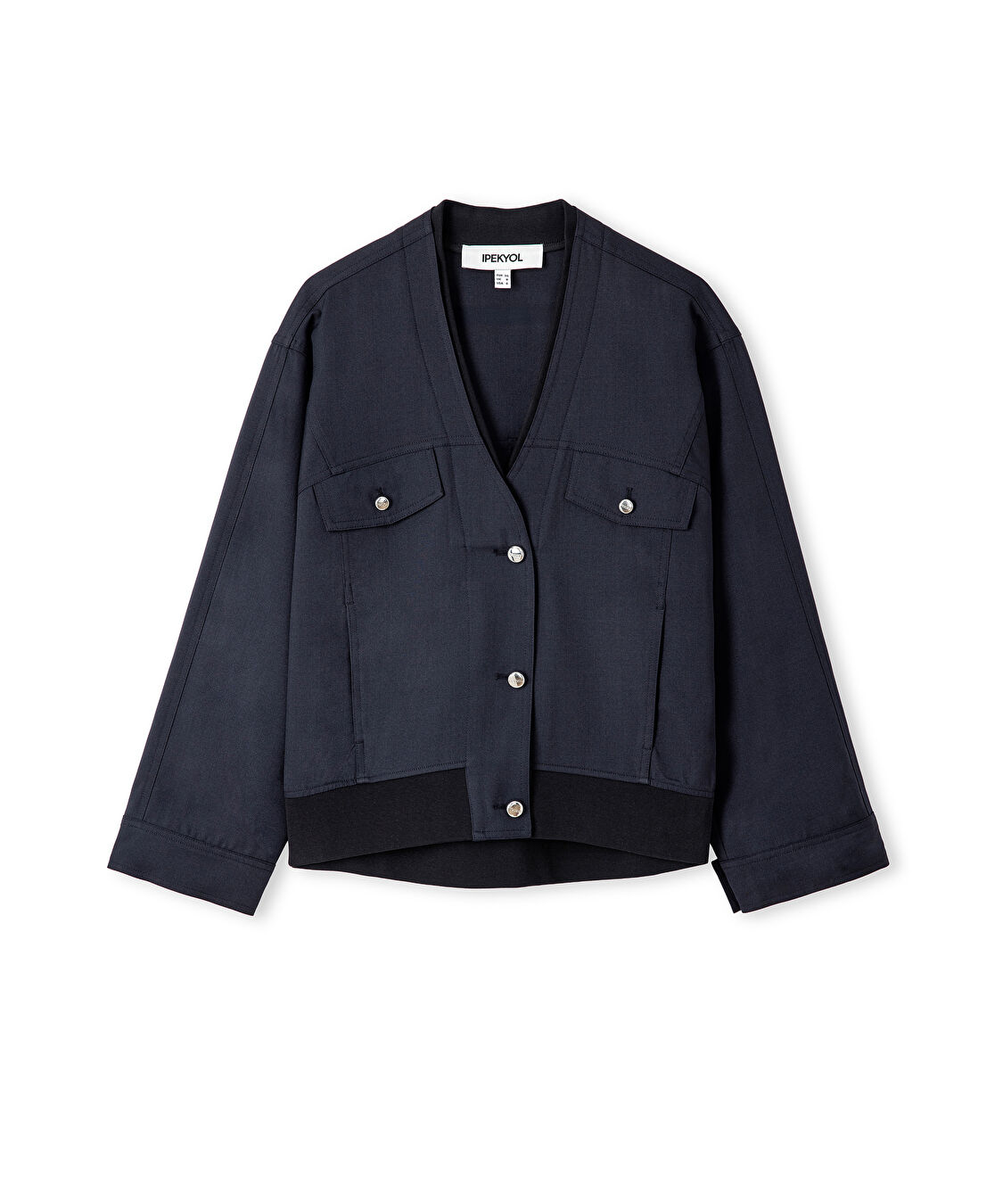 Kumaş mix bomber ceket - IW6250005060015 - Lacivert Ceket