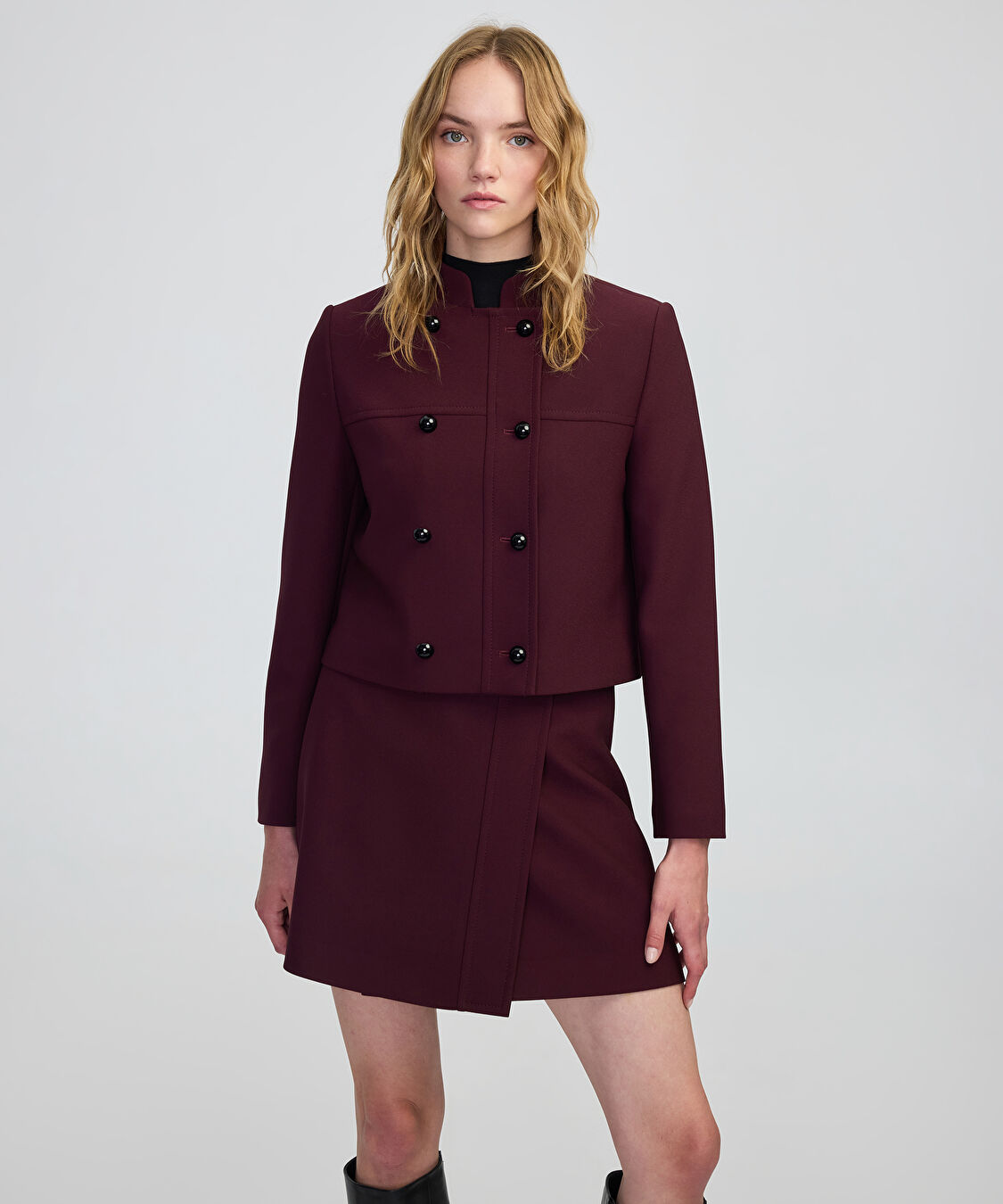 Çift sıra düğmeli ceket - IW6250005087035 - Bordo Ceket