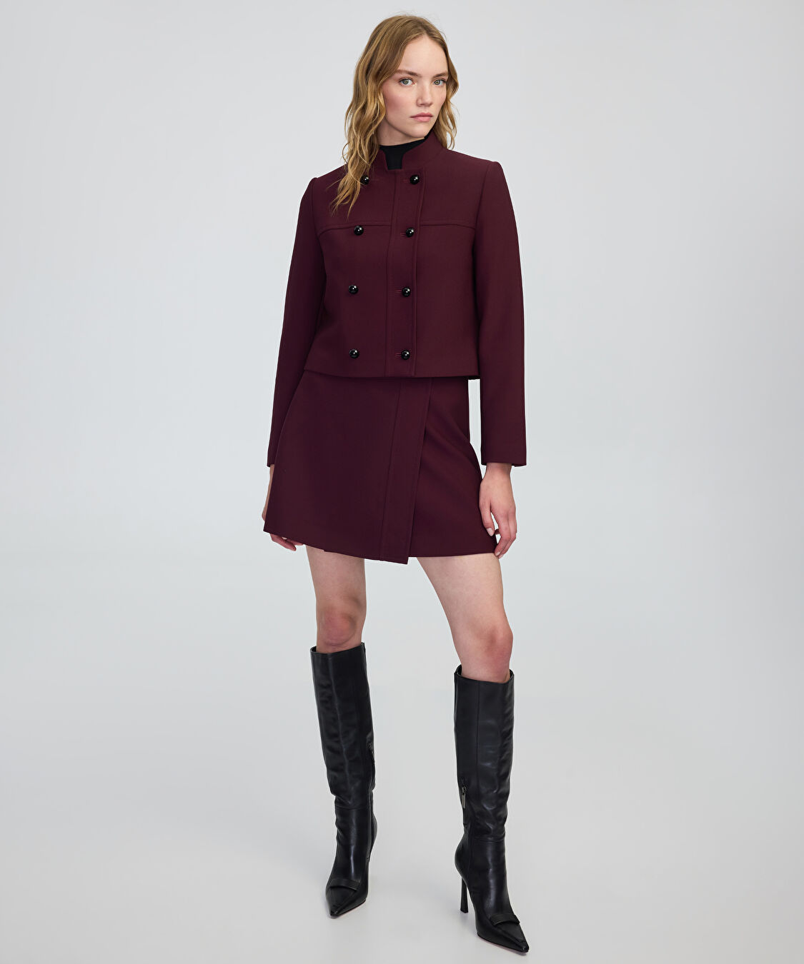Çift sıra düğmeli ceket - IW6250005087035 - Bordo Ceket