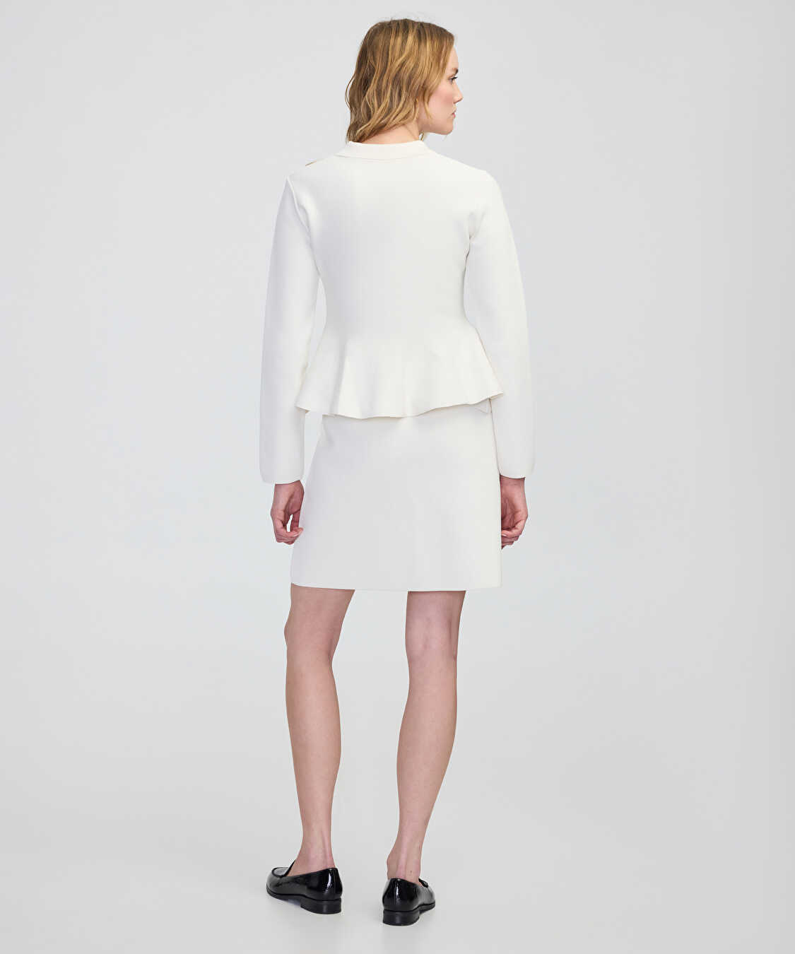 Peplum triko ceket - IW6250005106018 - Ekru Ceket