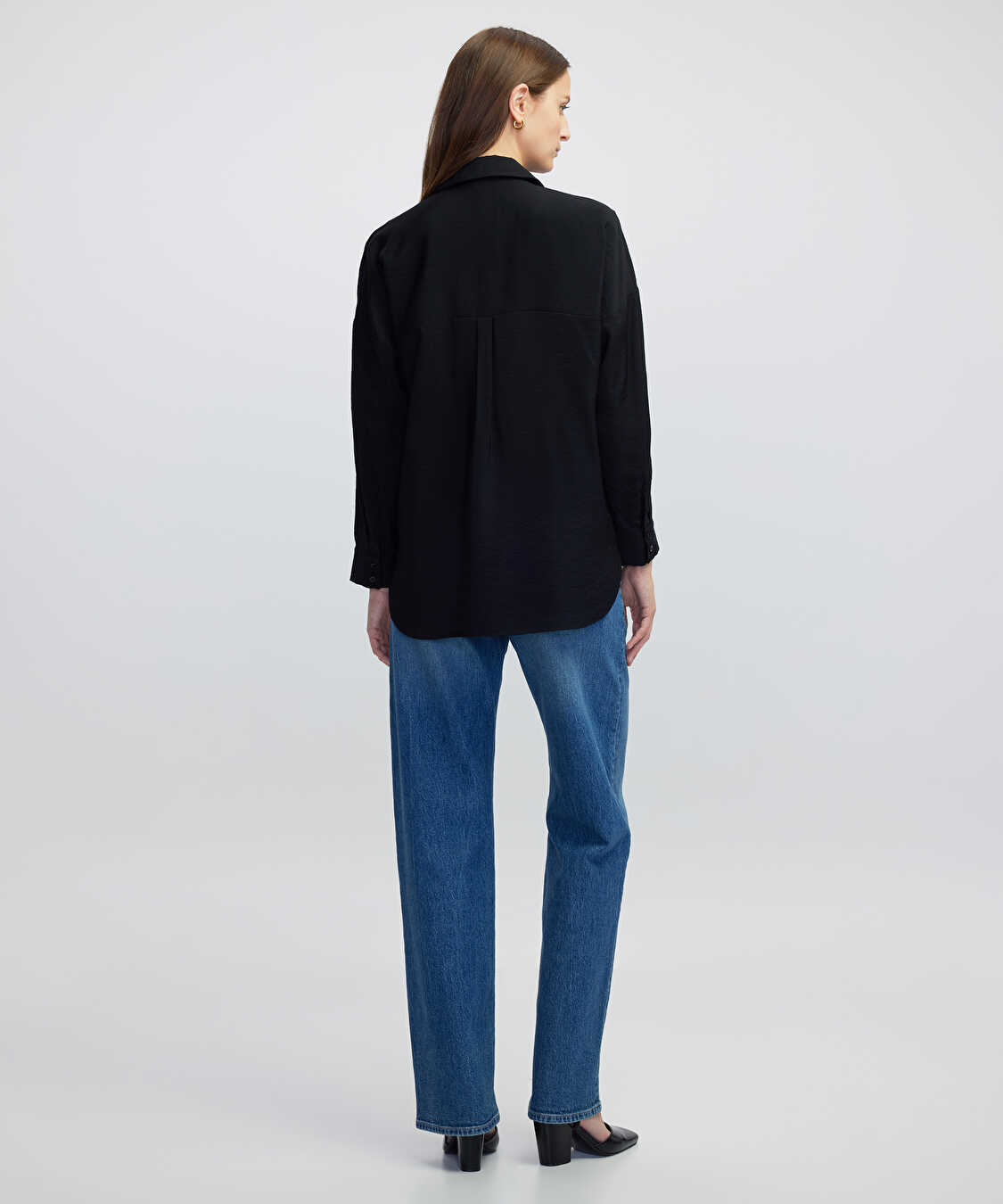Gömlek yaka bluz - IW6250006060001 - Siyah Bluz