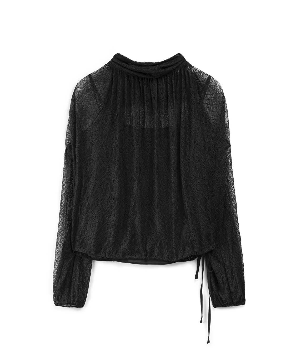 Dantel bluz - IW6250006083001 - Siyah Bluz