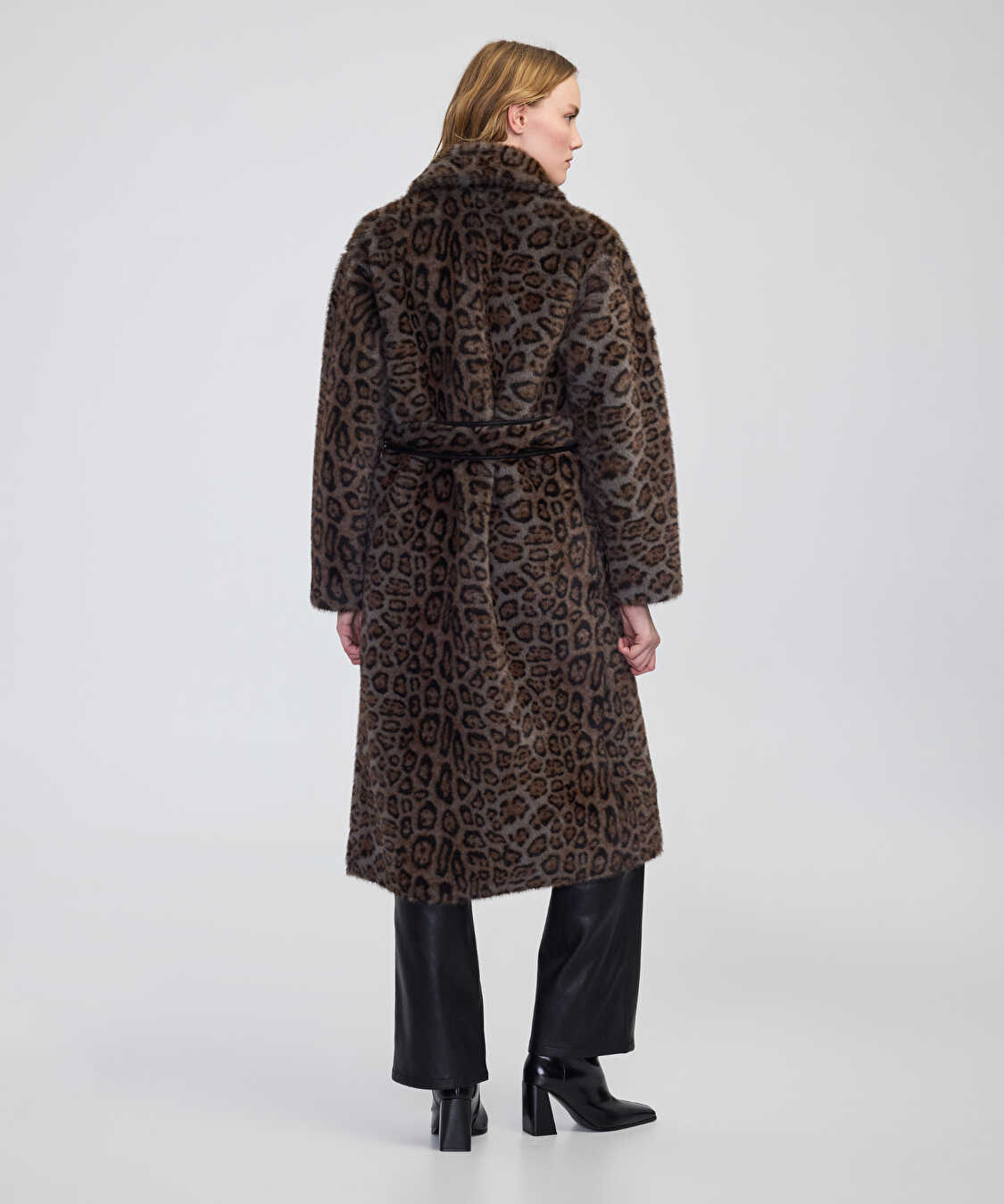 Çift taraflı leopar desen suni kürk - IW6250008043014 - Vizon Kaban
