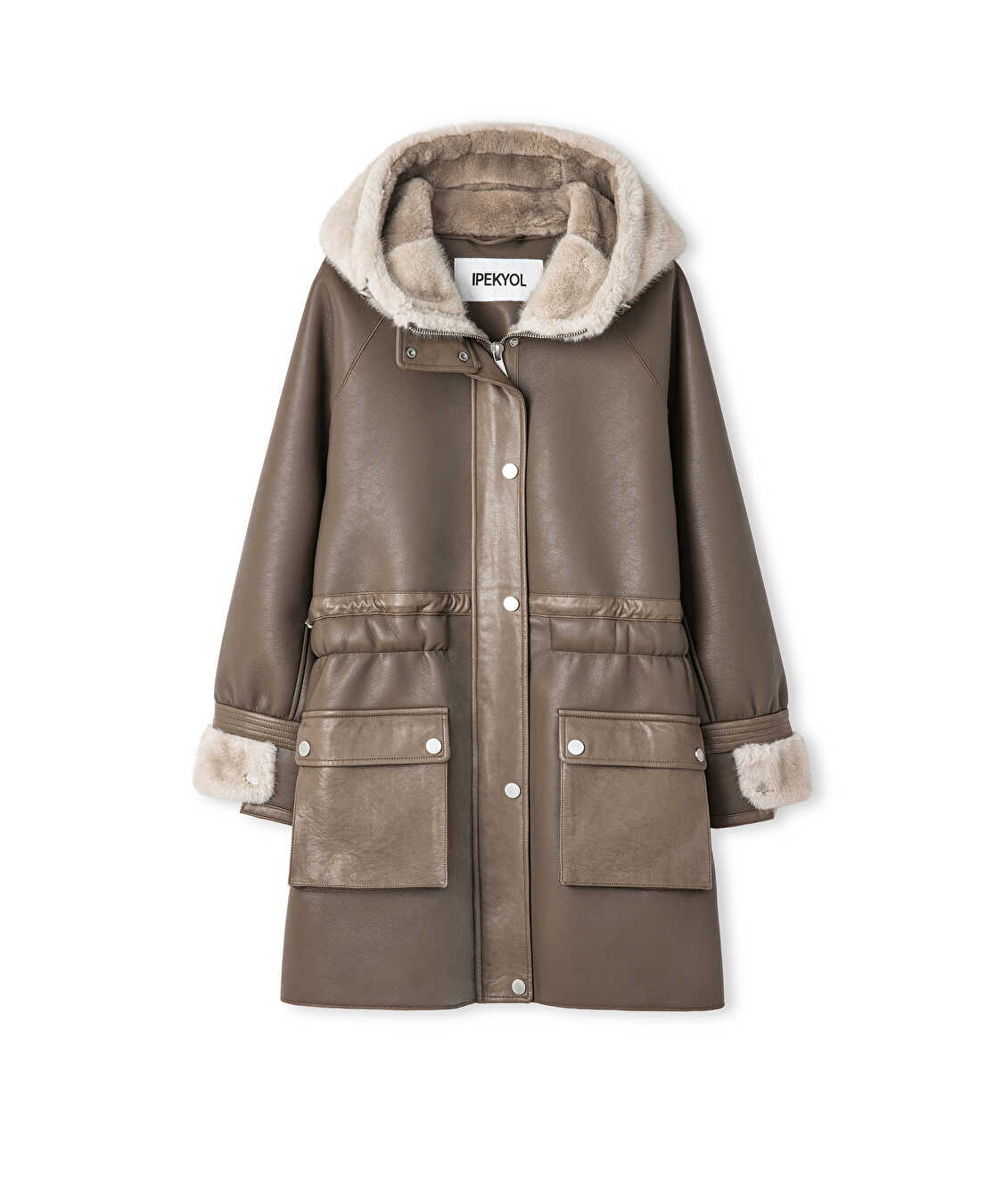 Suni kürk mix ayarlanabilir bel mont - IW6250012075014 - Vizon Mont