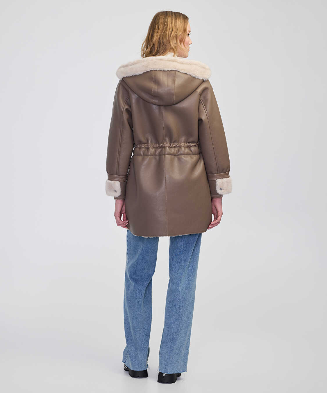 Suni kürk mix ayarlanabilir bel mont - IW6250012075014 - Vizon Mont