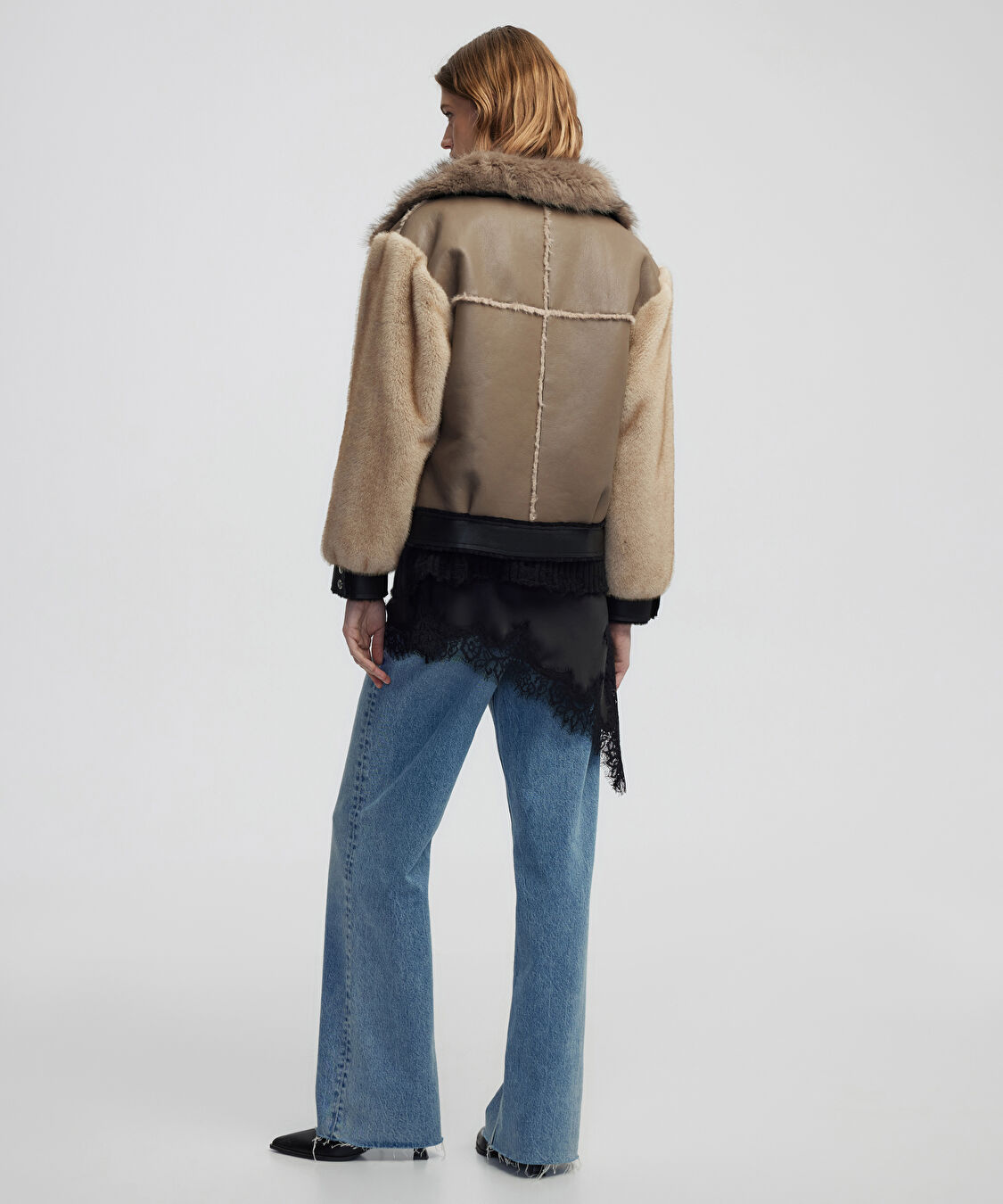 Kumaş mix colorblock mont - IW6250012090014 - Vizon Mont
